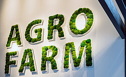 Preserved cushion moss for Greenhill moss wall, functionally acoustic, AGROFARM lettering