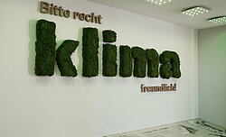 “Klima” moss lettering made of Freund GmbH Greenwood moss