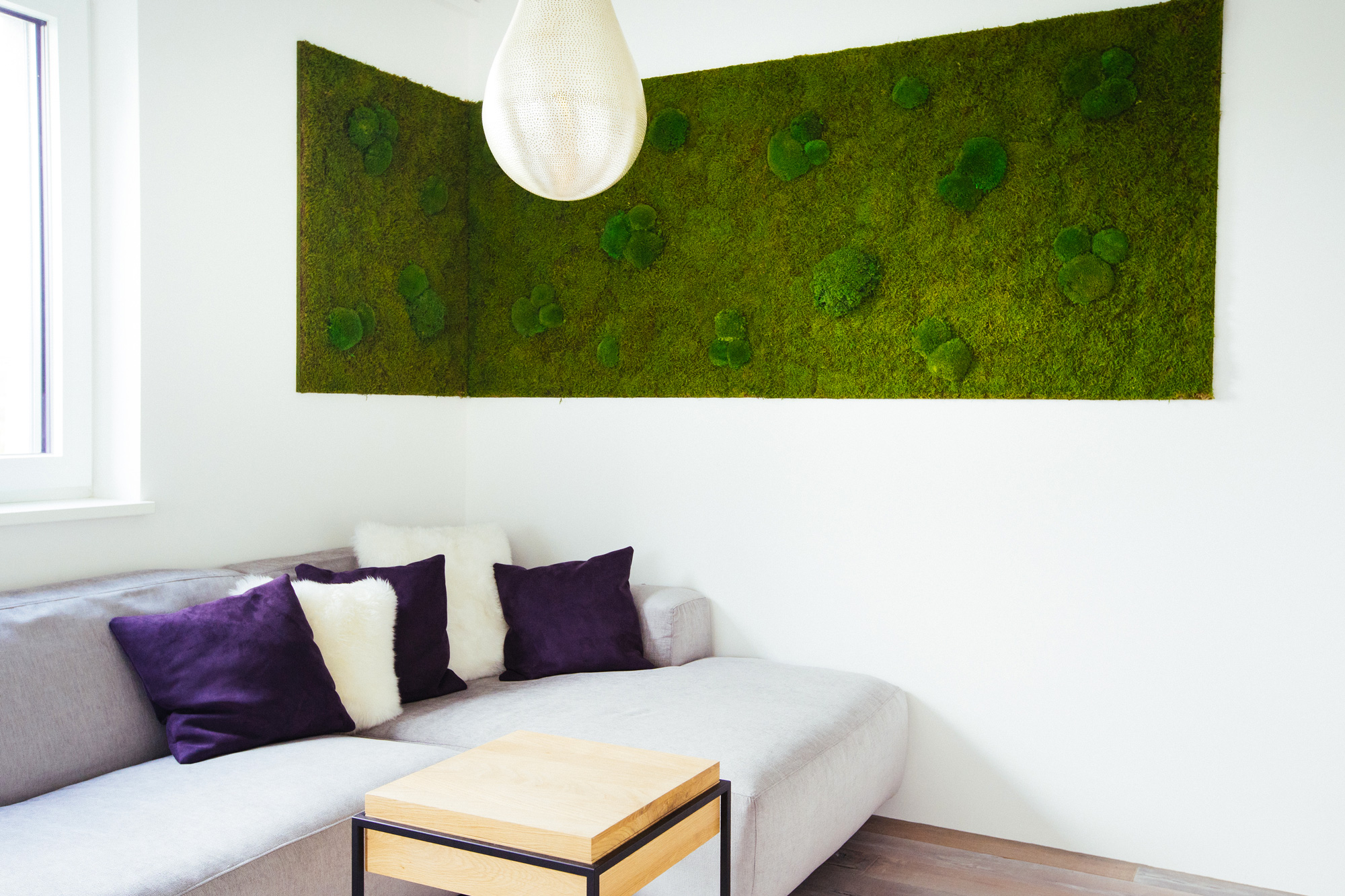 Freund Greenwood Extra, preserved moss wall, in private living room
