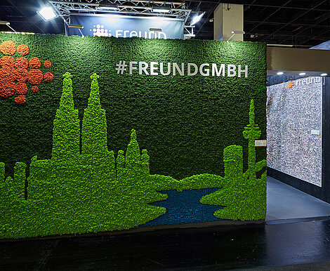 Köln Branding imm cologne, Freund Messestand, drei Farben Evergreen Premium Moos, Skyline